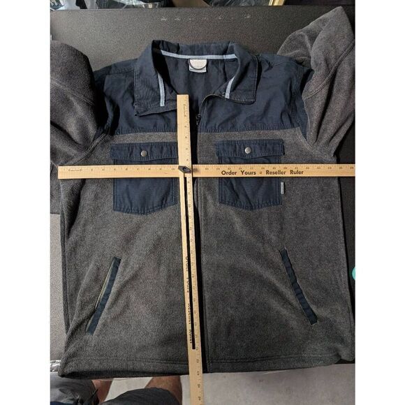 Columbia Men's Fleece Zip Up Terpin Point Grey and Black/Blue Jacket Size L - Picture 5 of 5